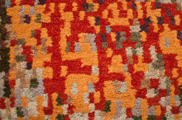 Parda Close up - 8′ by 10′, 100% Hand-carded Himalayan Sheep Wool Handmade in Nepal Custom size and colour Rug Carpet Toronto Canada US - multicolour cream green orange Interior Design