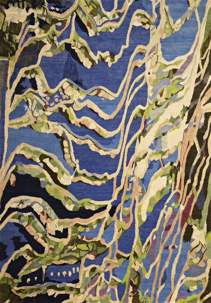 Shambala high quality eco-friendly sustainable contemporary Carpet 6’ by 8’ 100% Hand-Carded Himalayan Sheep's Wool Handmade in Nepal Custom size and colour Rug Carpet Toronto Canada US - landscape inspired abstract design Amala Carpets