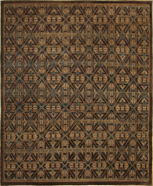 Hoshi exquisite eco-friendly sustainable Transitional Amala carpets 8’2” x 10’ 100% Hand-carded Himalayan Sheep Wool Handmade in Thailand Custom Size and Colour Rug brown stars arrows Interior Design