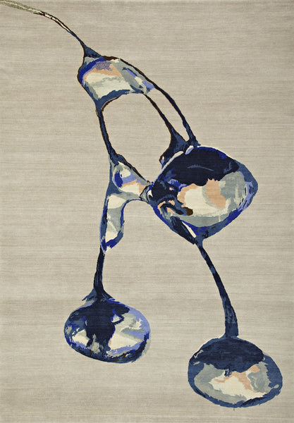 Gundum - Ice Wine Grapes - 6’ by 9’ 100% Hand-Carded Himalayan Sheep's Wool Handmade in Nepal Custom size and colour Rug Carpet Toronto Canada US - indigo ice wine grapes Interior Design