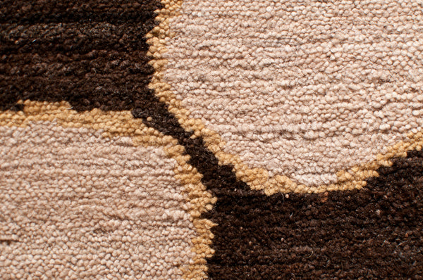 Sheru Close Up - 6’ x 9’, 100% hand-carded Himalayan sheep wool Handmade in Nepal. Custom size and colour Rug Carpet Toronto Canada US - multicolour cream brown Interior Design