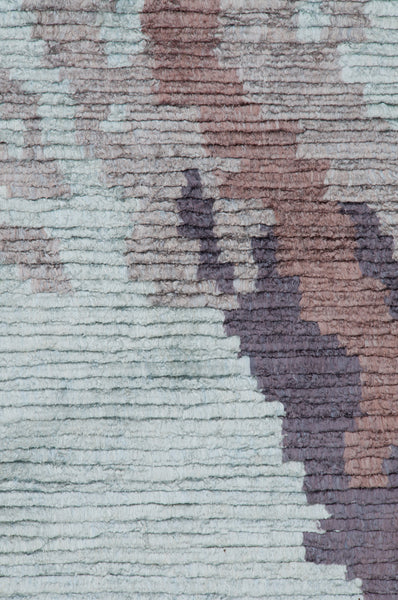 Farfalla - Hand made Organic Zee Silk Carpet with butterfly design 6' by 9', 100% Hand-carded Organic Zee Silk Handmade in Thailand Custom size and colour Rug Carpet Toronto Canada US - Purple Silver Blue Brown Interior Design Amala Carpets